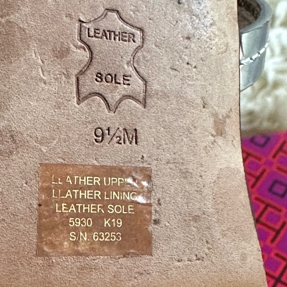 Tory Burch leather mini Millers Mirror Metallic sandals shoes dust bag size 9.5 - Picture 13 of 14